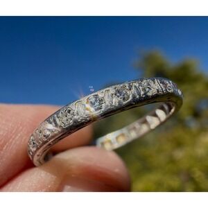 Antique Art Deco Platinum Engraved Natural Single Cut Diamond Ring - Dated 1932